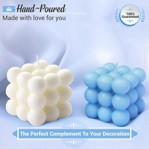 Aesthetic Candles - Vibrant Bubble Candle, Perfect for Women and Girls Who Appreciate Cute Decor - Pack of Bubble Candles (1Pcs White + 1Pcs Blue) in Saudi Arabia