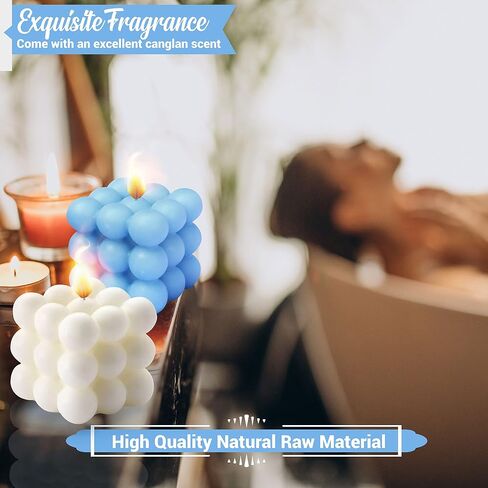 Aesthetic Candles - Vibrant Bubble Candle, Perfect for Women and Girls Who Appreciate Cute Decor - Pack of Bubble Candles (1Pcs White + 1Pcs Blue) in Saudi Arabia
