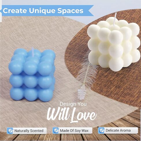 Aesthetic Candles - Vibrant Bubble Candle, Perfect for Women and Girls Who Appreciate Cute Decor - Pack of Bubble Candles (1Pcs White + 1Pcs Blue) in Saudi Arabia