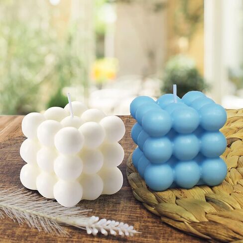 Aesthetic Candles - Vibrant Bubble Candle, Perfect for Women and Girls Who Appreciate Cute Decor - Pack of Bubble Candles (1Pcs White + 1Pcs Blue) in Saudi Arabia