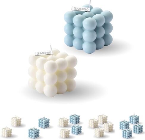Aesthetic Candles - Vibrant Bubble Candle, Perfect for Women and Girls Who Appreciate Cute Decor - Pack of Bubble Candles (1Pcs White + 1Pcs Blue) in Saudi Arabia