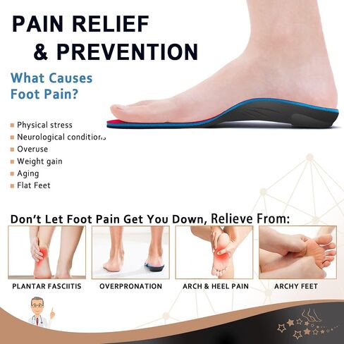 CoSoTower Arch Support Insoles for Plantar Fasciitis Relief, Over Pronation Insoles, Orthotic Inserts for Women and Men, Shoe Insoles for High Arch, Flat Feet, Foot Pain in Saudi Arabia