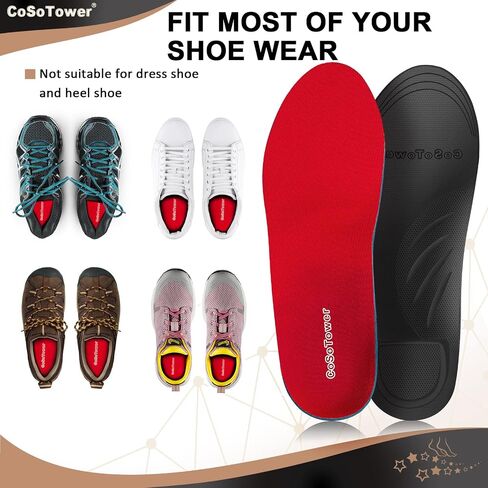 CoSoTower Arch Support Insoles for Plantar Fasciitis Relief, Over Pronation Insoles, Orthotic Inserts for Women and Men, Shoe Insoles for High Arch, Flat Feet, Foot Pain in Saudi Arabia