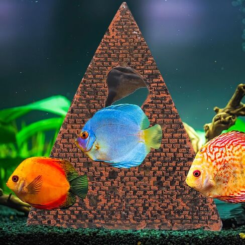1PC Pyramid Aquarium Fish Tank Decorations Small Hideout House Statues Figurine Sculpture Ancient Egypt Reptile Turtle Lizard Spider Tanks Terrarium Egyptian Décor Ornament Pet in Saudi Arabia