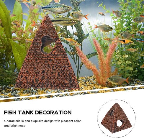 1PC Pyramid Aquarium Fish Tank Decorations Small Hideout House Statues Figurine Sculpture Ancient Egypt Reptile Turtle Lizard Spider Tanks Terrarium Egyptian Décor Ornament Pet in Saudi Arabia