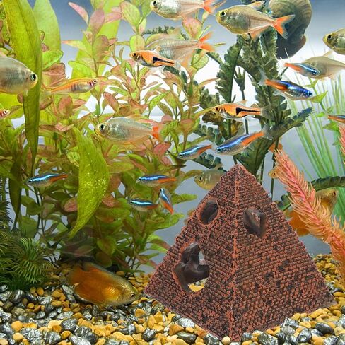 1PC Pyramid Aquarium Fish Tank Decorations Small Hideout House Statues Figurine Sculpture Ancient Egypt Reptile Turtle Lizard Spider Tanks Terrarium Egyptian Décor Ornament Pet in Saudi Arabia