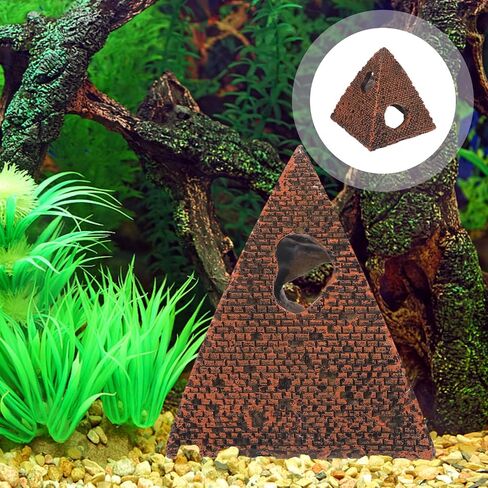 1PC Pyramid Aquarium Fish Tank Decorations Small Hideout House Statues Figurine Sculpture Ancient Egypt Reptile Turtle Lizard Spider Tanks Terrarium Egyptian Décor Ornament Pet in Saudi Arabia