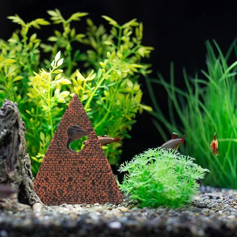 1PC Pyramid Aquarium Fish Tank Decorations Small Hideout House Statues Figurine Sculpture Ancient Egypt Reptile Turtle Lizard Spider Tanks Terrarium Egyptian Décor Ornament Pet in Saudi Arabia