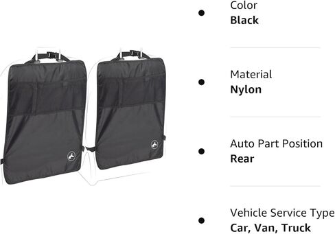 واقي مقعد OxGord Kick Mats مع جيب منظم للتخزين - عبوتان - مناسب عالمي للسيارة أو الشاحنة أو سيارات الدفع الرباعي أو الشاحنة - غطاء واقٍ لمقعد الدلو الخلفي in Kuwait