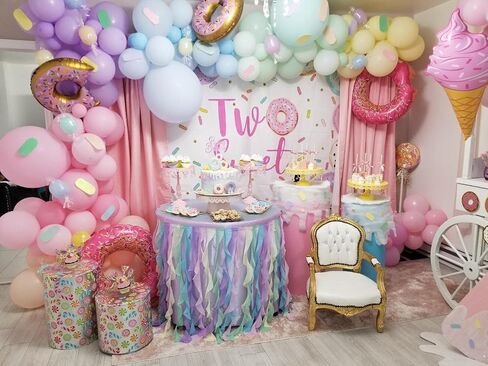 Avezano Two Sweet Donut Birthday Backdrop Sweet Donut Second Birthday Party Background Sprinkles Donut Themed Birthday Party Decorations Backdrops for Girls (5x3) in Saudi Arabia