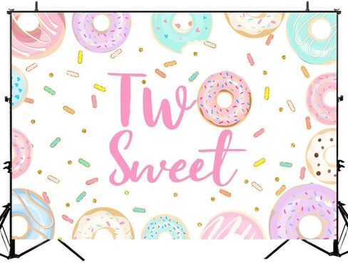 Avezano Two Sweet Donut Birthday Backdrop Sweet Donut Second Birthday Party Background Sprinkles Donut Themed Birthday Party Decorations Backdrops for Girls (5x3) in Saudi Arabia