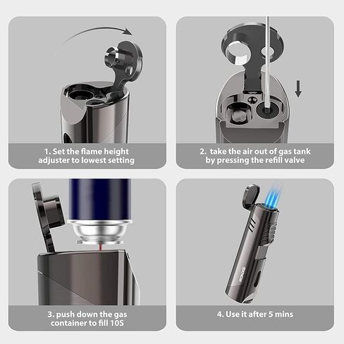 ولاعة سيجار RONXS، ولاعة سيجار ثلاثية اللهب مع لكمة، ولاعة بوتان بجيب مقاوم للرياح قابلة لإعادة الملء، هدية مثالية للأب الرجالي (غاز البوتان غير متضمن) in Kuwait