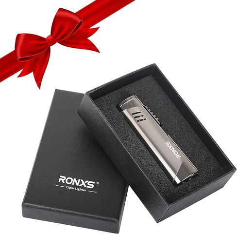 ولاعة سيجار RONXS، ولاعة سيجار ثلاثية اللهب مع لكمة، ولاعة بوتان بجيب مقاوم للرياح قابلة لإعادة الملء، هدية مثالية للأب الرجالي (غاز البوتان غير متضمن) in Kuwait