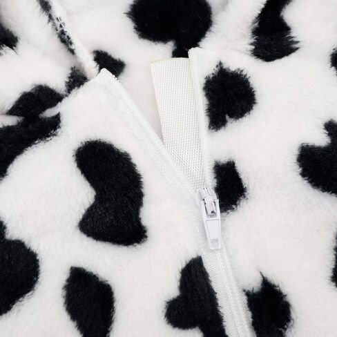 أزياء الهالوين للكلاب من ديدوج، سترة بقلنسوة ناعمة ودافئة من الفلانيل للكلاب، معطف بيجامة لطيف مرقط على شكل بقرة للهالوين للكلاب الصغيرة، أبيض، مقاس XL in Kuwait