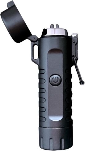 Dark Energy Plasma Lighter with Mini Flashlight | Rechargeable Dual-Arc Plasma Beam, 120 Lumen Flashlight and Strobe | Rugged, Tactical Design for Camping, Hiking, Outdoor, Home and Emergency in Kuwait