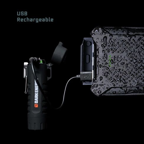 Dark Energy Plasma Lighter with Mini Flashlight | Rechargeable Dual-Arc Plasma Beam, 120 Lumen Flashlight and Strobe | Rugged, Tactical Design for Camping, Hiking, Outdoor, Home and Emergency in Kuwait