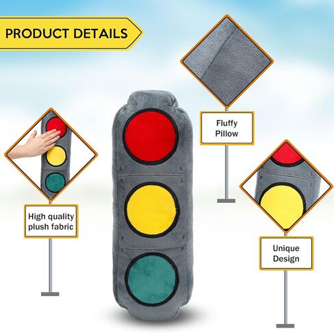 2 Pcs Racing Room Pillow Decorations Set 15.7 Inch Big Creative 3D Simulation Wheel Pillow Funny Traffic Cone Traffic Light and Stop Sign Plush Pillow Soft Car Tire Pillow for Kid Room (Stop Sign) in Saudi Arabia