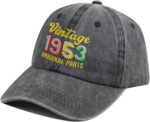 Funny Vintage 1952 Original Parts Hat, Adjustable Washed Cotton 70 Birthday Baseball Cap for Women Men in Kuwait