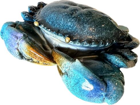 Top Brass Decorative Blue Crab Trinket Box Jewelry Secret Storage Compartment - Coastal Figurine - Beach Ocean Decor in Saudi Arabia