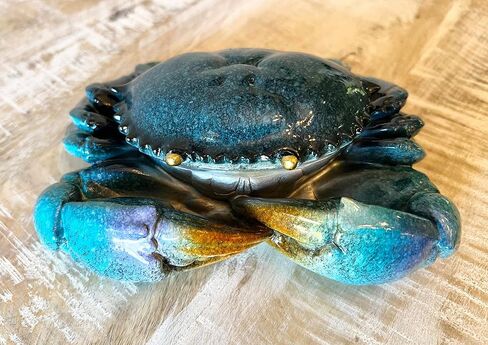 Top Brass Decorative Blue Crab Trinket Box Jewelry Secret Storage Compartment - Coastal Figurine - Beach Ocean Decor in Saudi Arabia
