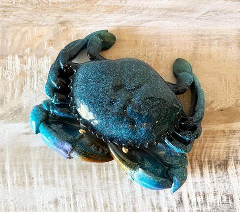 Top Brass Decorative Blue Crab Trinket Box Jewelry Secret Storage Compartment - Coastal Figurine - Beach Ocean Decor in Saudi Arabia