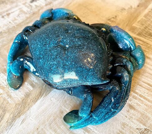 Top Brass Decorative Blue Crab Trinket Box Jewelry Secret Storage Compartment - Coastal Figurine - Beach Ocean Decor in Saudi Arabia