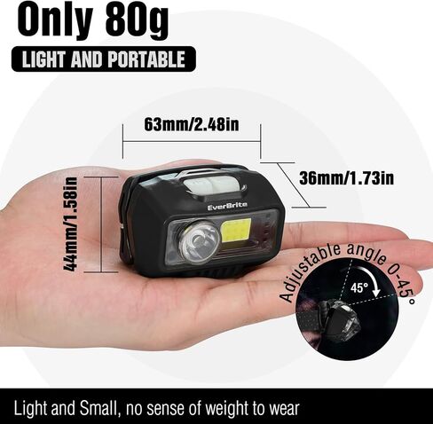 EverBrite Rechargeable Headlamp, LED Bright Motion Sensor Head Lamp Flashlight with 9 Modes, Adjustable Headlight for Adults Kids with White Red Light, Waterproof, Green, for Hiking, Running, Camping in Saudi Arabia