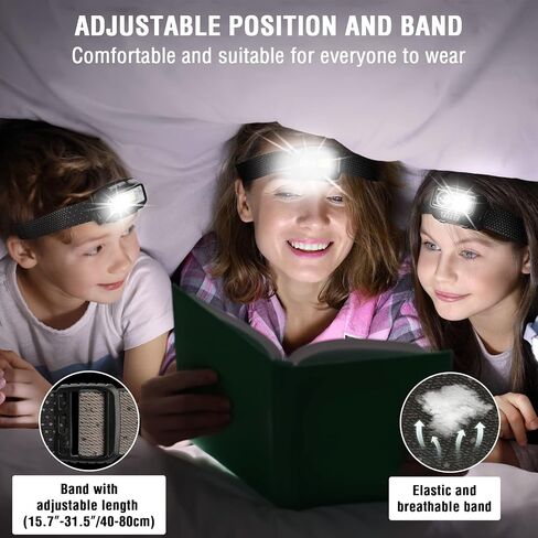 EverBrite Rechargeable Headlamp, LED Bright Motion Sensor Head Lamp Flashlight with 9 Modes, Adjustable Headlight for Adults Kids with White Red Light, Waterproof, Green, for Hiking, Running, Camping in Saudi Arabia