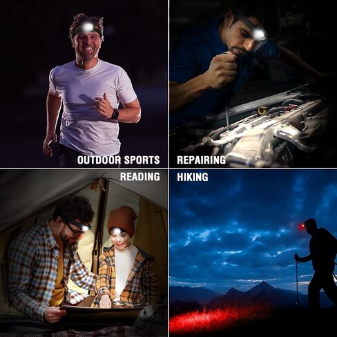 EverBrite Rechargeable Headlamp, LED Bright Motion Sensor Head Lamp Flashlight with 9 Modes, Adjustable Headlight for Adults Kids with White Red Light, Waterproof, Green, for Hiking, Running, Camping in Saudi Arabia