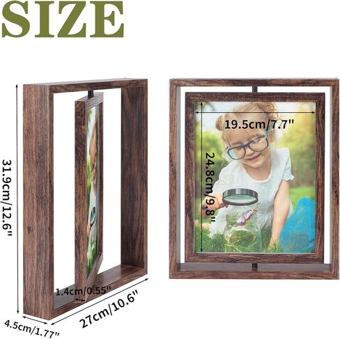 serwrsw 5x7 إطار صورة دوار 2 حزمة، إطار زجاجي عائم مزدوج الجوانب للزهور المضغوطة في المكتب، إطار مكتب ريفي قابل للتعديل لغرفة النوم وغرفة المعيشة تأطير الصور الفنية in Kuwait