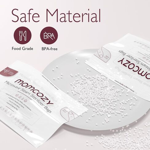 Momcozy Larger Microwave Steam Steri-lizer Bags, 2 Count Travel Steri-lizer Bags Reusable for Breast Pump Parts/Baby Bottles, Breastpump Accessories for Momcozy S9 Pro/S12 Pro/V1/V2, NOT for M5 in Saudi Arabia