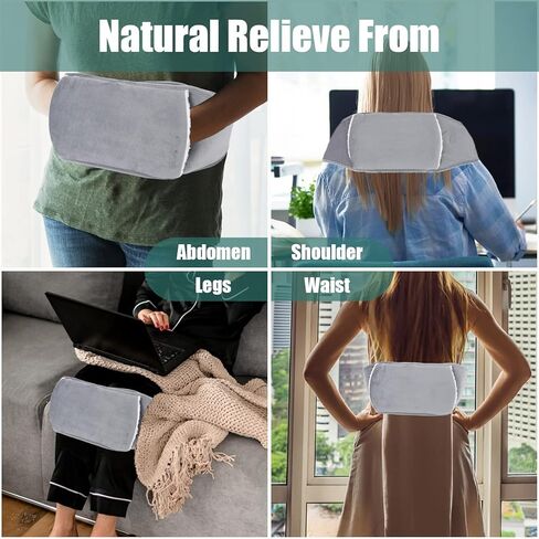 كيس ماء ساخن لزجاجة ماء دافئ مع غطاء، كيس ماء ساخن مع غطاء للخصر، مجموعة أكياس ماء ساخن دافئ من مادة PVC عالية الكثافة، حزام رمادي من القطيفة لتخفيف آلام التعب والساقين والرقبة والكتف والظهر in Kuwait