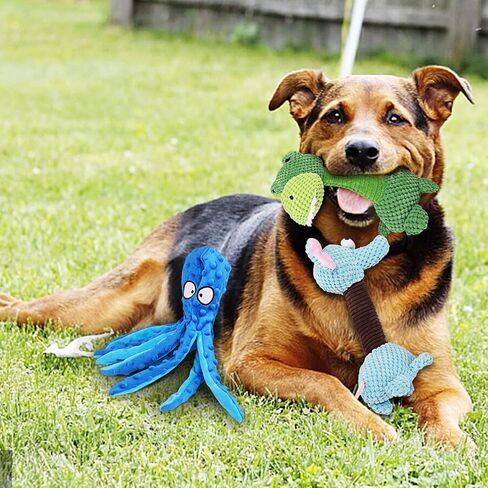 مجموعة ألعاب الكلاب القطيفة من KuddelMuddel، فيل مرح محشو وضفدع لطيف، لعبة تفاعلية ناعمة للحيوانات الأليفة للمضغ للجراء، هدية عيد ميلاد للسلالات الصغيرة والمتوسطة والكبيرة (عبوة من قطعتين) in Kuwait