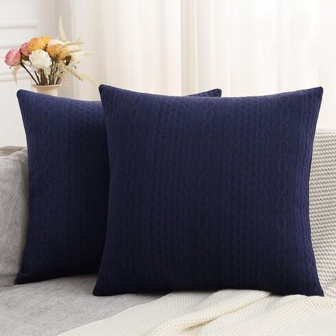 Cikary Decorative Throw Pillow Covers 18x18 Set of 2 for Sofa Bed with Raised Twisted Rope Pattern, Stretchy Embossed Couch Pillow Covers, Beige in Saudi Arabia