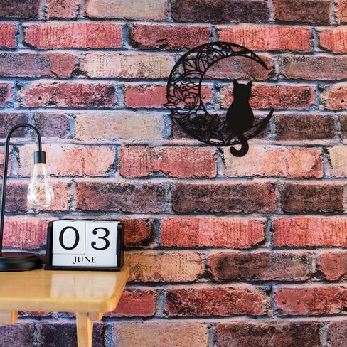 EYONGLION Metal Cat Wall Decor, Black Cat Wall Art,Cat Lover Gifts For Women,Metal Moon Wall Decor (Cat Scratched Stars) 13Inch in Kuwait