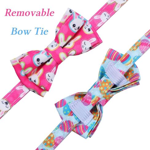 STMK 2 Pack Easter Cat Collars with Bow Tie Bell, Breakaway Adjustable Cat Kitten Collars with Bowtie Bell for Cats Kittens (Bunny & Easter Chick) in Saudi Arabia