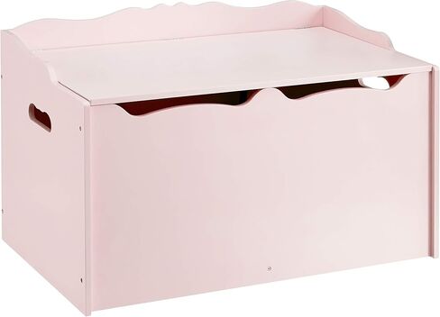 Amazon Basics Kids Wooden Toy Storage Chest with Safety Lid, Spacious Organizer for Bedroom, Pink, 30" x 18" x 19" in Saudi Arabia