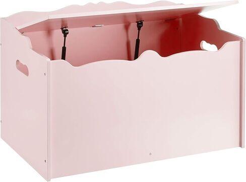 Amazon Basics Kids Wooden Toy Storage Chest with Safety Lid, Spacious Organizer for Bedroom, Pink, 30" x 18" x 19" in Saudi Arabia