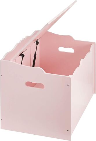 Amazon Basics Kids Wooden Toy Storage Chest with Safety Lid, Spacious Organizer for Bedroom, Pink, 30" x 18" x 19" in Saudi Arabia