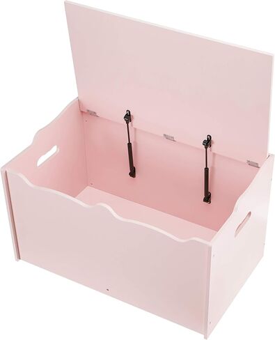 Amazon Basics Kids Wooden Toy Storage Chest with Safety Lid, Spacious Organizer for Bedroom, Pink, 30" x 18" x 19" in Saudi Arabia