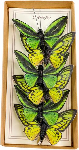 مجموعة ديكورات فراشات ريش الربيع من YCHTEWY، 6 ألوان من 12 قطعة من الفراشات اليدوية متعددة الألوان النابضة بالحياة على المشبك. ديكور منزلي للحفلات وصور الزهور... in Kuwait