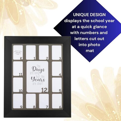 K-12 School Photo Mat - Fits Any 11x14 Picture Frame *Frame Not Included* - Holds (1) 5x7 & (12) 2x3 Wallet Size Photos - Perfect for School Picture Frame K-12 (Black Mat) in Saudi Arabia