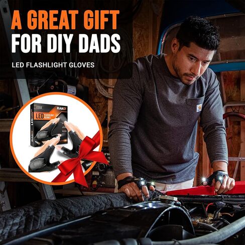 قفازات مصباح LED فائق السطوع من RAK مع بطاريات AAA - هدايا عيد الميلاد للرجال - أداة للأب للرجال، أو العامل الماهر، أو الأب/الأب، أو الزوج، أو المرأة in Kuwait