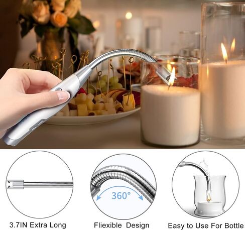 ولاعة شمعة، ولاعة كهربائية طويلة قابلة لإعادة الشحن من AT-Mizhi، ولاعة USB بقوس بلازما مع شاشة عرض بطارية مصباح يدوي LED، ولاعة إلكترونية طويلة الرقبة قابلة لإعادة الشحن للشموع، وشواء التخييم in Kuwait