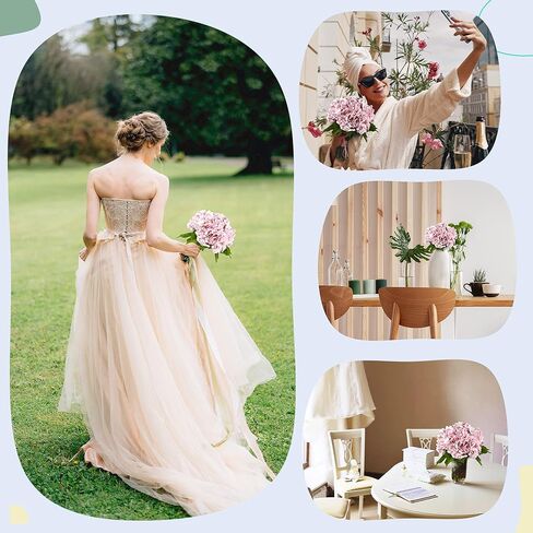 Yatim 21In White Artificial Hydrangea Flowers 5 Pcs Fake Hydrangea Silk Flowers for Wedding Centerpieces Bouquets DIY Floral Decor Home Decoration with Stems in Kuwait