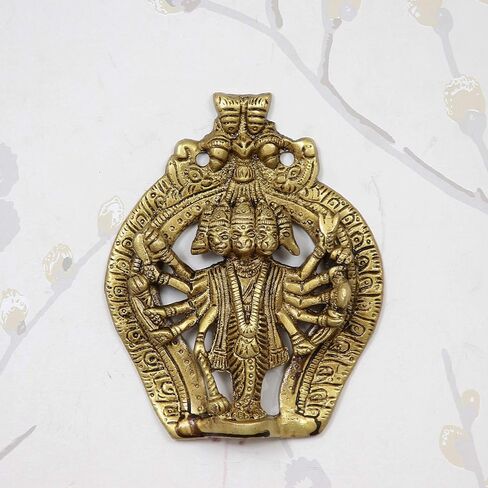 اي كرافت اينديا تمثال لورد هانومان من النحاس الاصفر من بانشموكي، 10 سم × 2 سم × 12 سم، ذهبي وبني in Kuwait