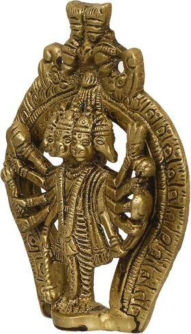 اي كرافت اينديا تمثال لورد هانومان من النحاس الاصفر من بانشموكي، 10 سم × 2 سم × 12 سم، ذهبي وبني in Kuwait