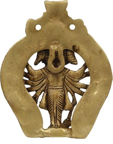 اي كرافت اينديا تمثال لورد هانومان من النحاس الاصفر من بانشموكي، 10 سم × 2 سم × 12 سم، ذهبي وبني in Kuwait