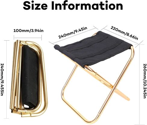 Portable Folding Stool for Adults, Collapsible Camping Chair with Carry Bag, Lightweight Outdoor Seat, Offer Safety and Durability for Rest, Travel, Fishing, Hunting, Gardening (Golden) in Saudi Arabia