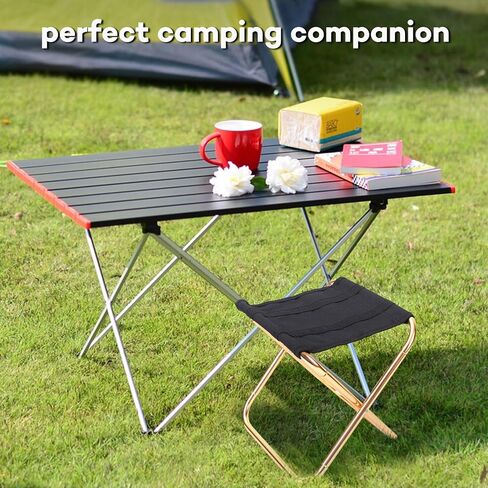 Portable Folding Stool for Adults, Collapsible Camping Chair with Carry Bag, Lightweight Outdoor Seat, Offer Safety and Durability for Rest, Travel, Fishing, Hunting, Gardening (Golden) in Saudi Arabia